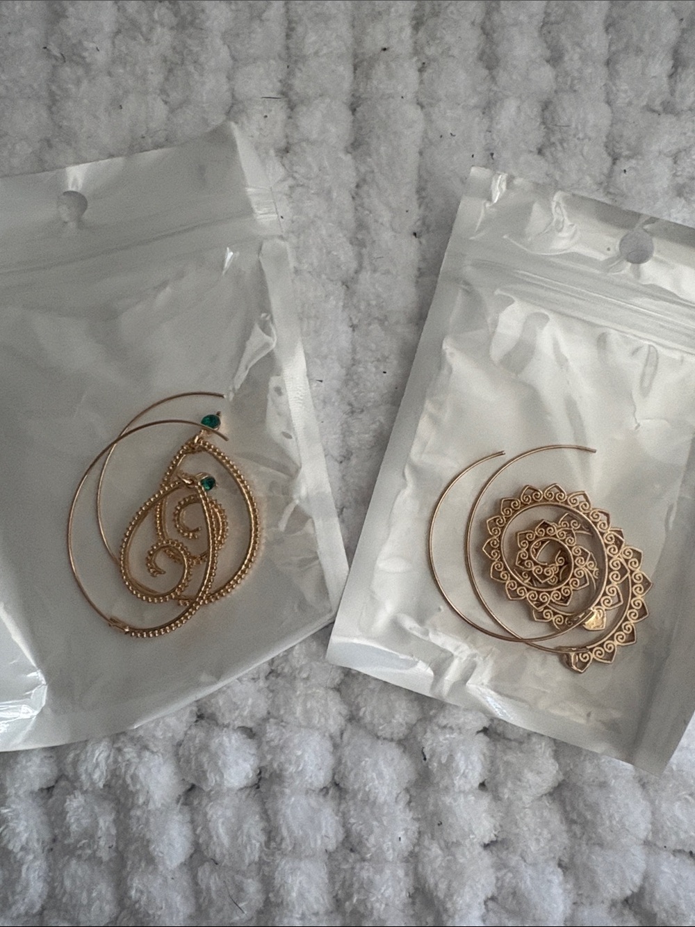 Gold Spiral Filigree Hoop Earrings - Women Jewelry
